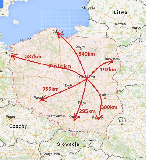 Wynajem gaśnic w całej Polsce, mapa Polski